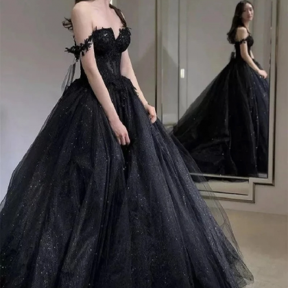 Sparkle Black Pageant Dress Evening Gown
