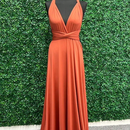 Burnt Orange Chiffon Infinity Convertible Dress