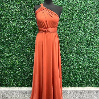 Burnt Orange Chiffon Infinity Convertible Dress