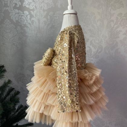 Girl Dress with Sleeveless Illusion Neckline Pageant Dress by TIPTOP KIDS - AS7018