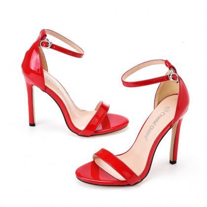 Red Women Sandals Heels