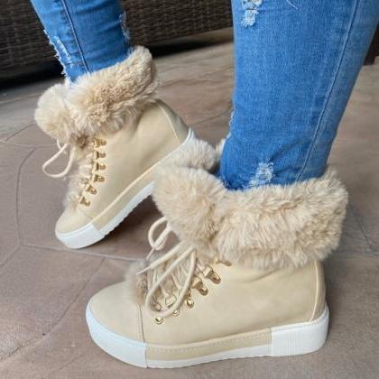 Women Winter Fashion Cotton Shoes Warm Fur Lined..