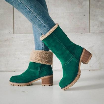 Block Heel Women Winter Boots
