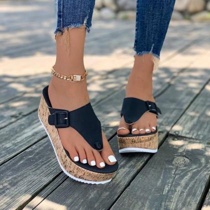Wedges Heeled Women Flip Flops Summer Shoes