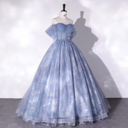 Dusty Blue Ball Gown Pageant Dress