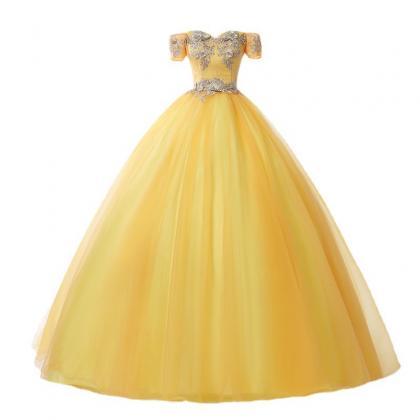 Yellow Princess Ball Gown Pageant Dress