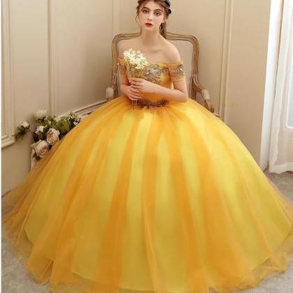 Yellow Princess Ball Gown Pageant Dress