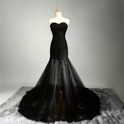 Sweetheart Black Pageant Dress With Sheer Skirt