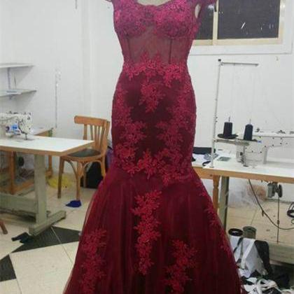 Wine Mermaid Pageant Dress Long Evening Gown