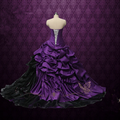 Sweetheart Purple And Black Gothic Bridal Wdding..