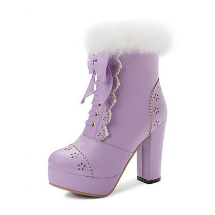 Lavender Platform Ankle Boots