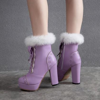Lavender Platform Ankle Boots