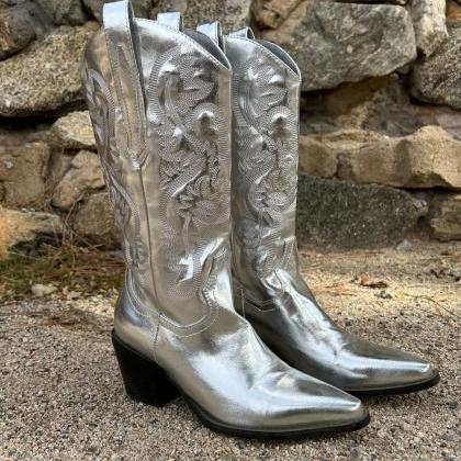 Silver Metallic Boot