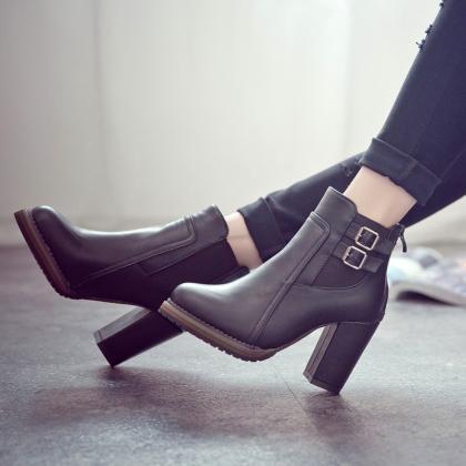 Chunky Heel Ankle Boots Women