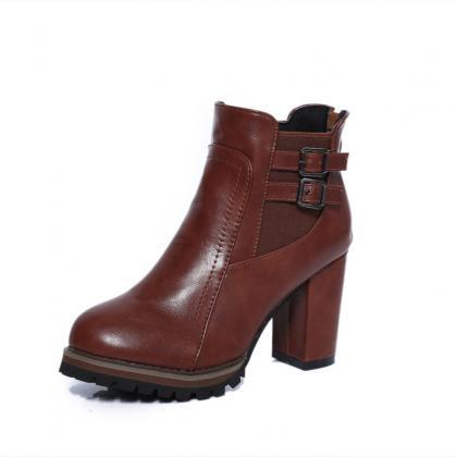 Chunky Heel Ankle Boots Women