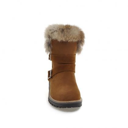 Women Brown Flat Winter Boots