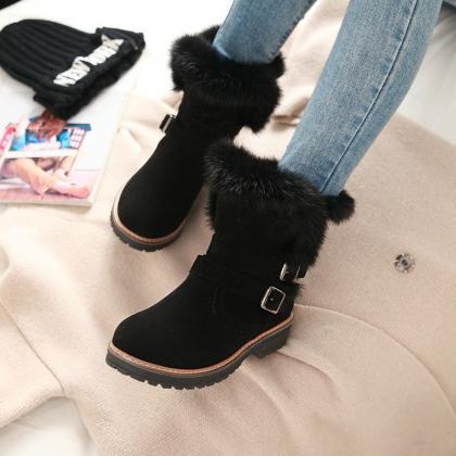 Women Black Flat Winter Boots
