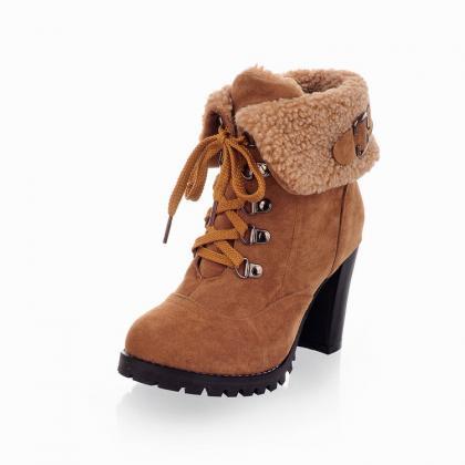 Winter Chunky Heeled Ankle Boots