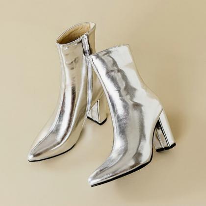 Silver Winter Ankle Boots