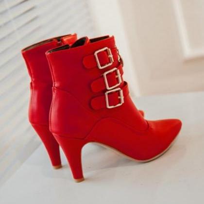 Red Winter Ankle Boots