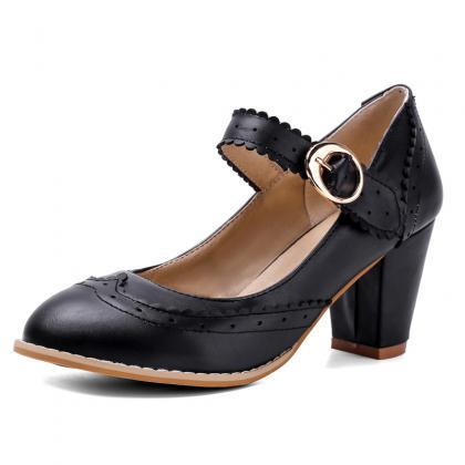Buckle Mary Jane Vintage Women Shoes