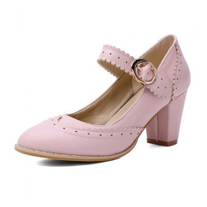 Pink Mary Jane Vintage Shoes For Women