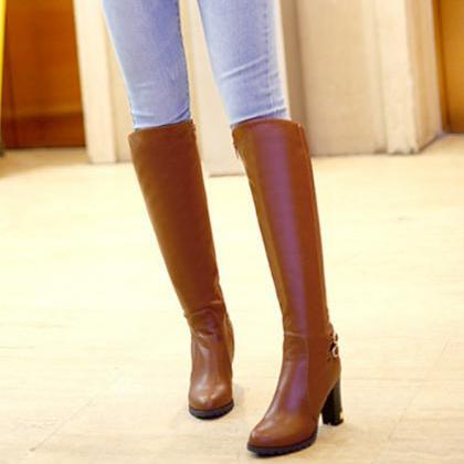 Women Brown Winter Long Boots
