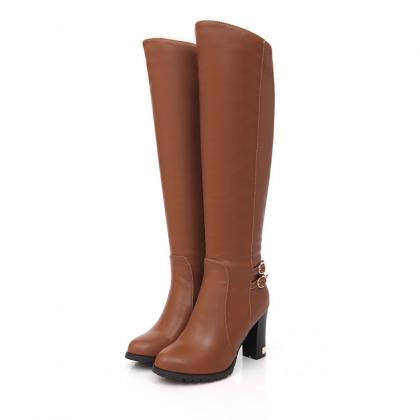 Women Brown Winter Long Boots