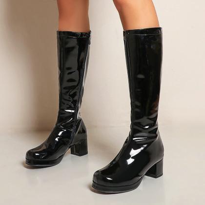 Women Calf Lenght Pu Boots