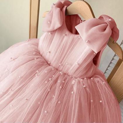 Pearls Dectailed Little Girl Dress
