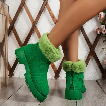 Women Cleated Sole Winter Warm Boots