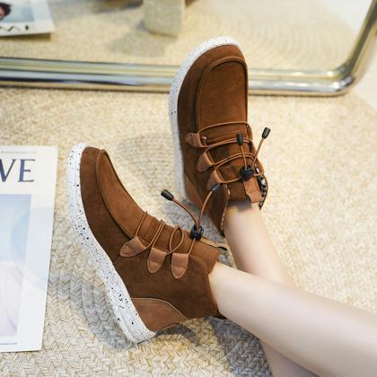 Brown Women Flat Ankle Boots