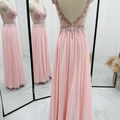 A-line Floor Length Chiffon Long Prom Dress With..