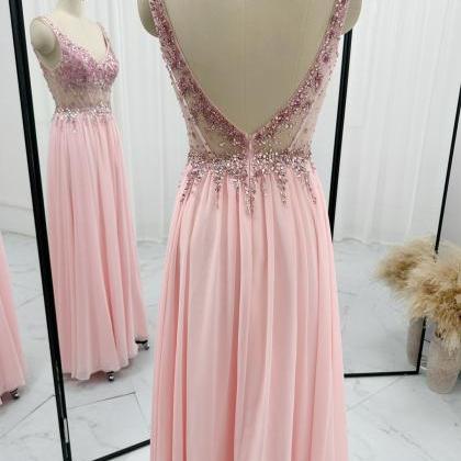 A-line Floor Length Chiffon Long Prom Dress With..