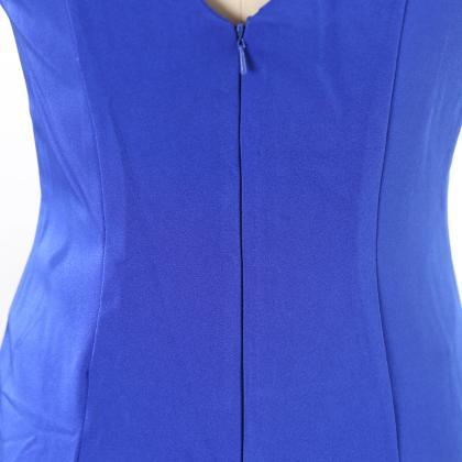 Cold Shoulders Royal Blue Knee Length Bodycon..