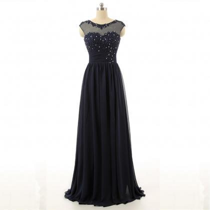 Black Floor Length Chiffon Sheath Prom Dress..