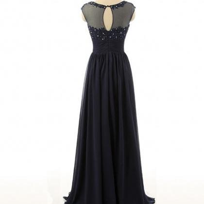 Black Floor Length Chiffon Sheath Prom Dress..