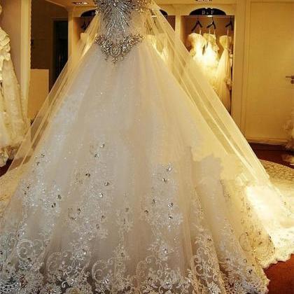 Chic Luxury Bridal Wedding Dresses With Removable..