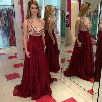 Boat Neckline Prom Dress With Appliques And..