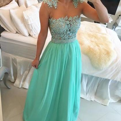 Cap Sleeves Floor Length Long Prom Dress With..