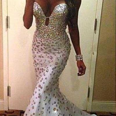 Satin Mermaid Prom Dress With Rhinestones