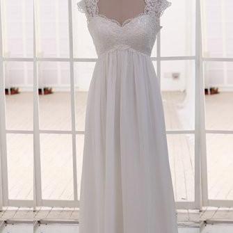 Summer Wedding Dress Queen Anna Neckline Cap..
