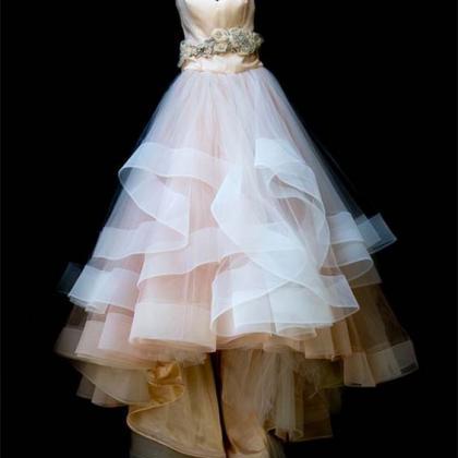 Champagne Bodice And White Skirt Wedding Dress..