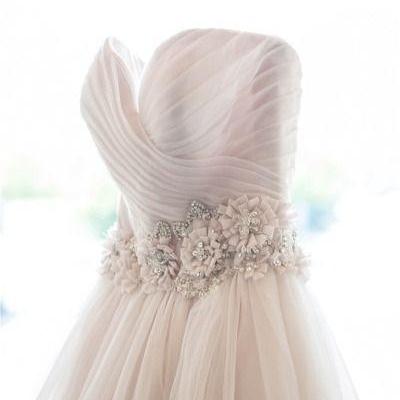 A-line/princess Pleated Bodice Blush Wedding Dress..