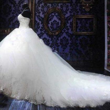Ball Gown Sweetheart Appliques Cathedral Wedding..
