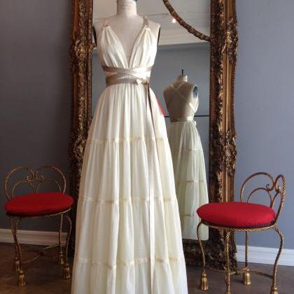 Floor Length Vintage Wedding Dress With Belt