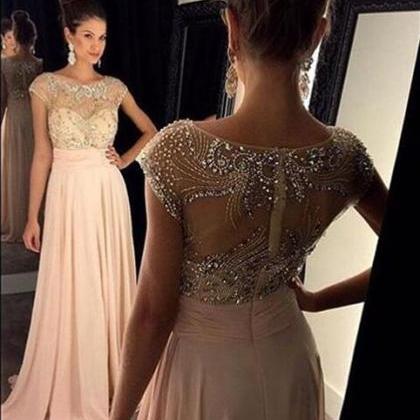 Illusion Sweetheart Cap Sleeves Prom Dresses