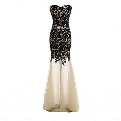 Sleeveless Prom Dress With Black Lavish Lace