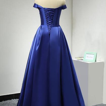 Off-the-shoulder Satin A-line Evening Dress, Prom..