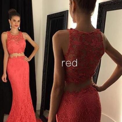 2 Pieces Lace Prom Dress